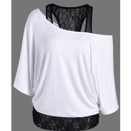 2017 Autumn Women Loose Casual Tops Fake 2 Suits..