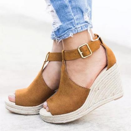 Summer Women Sandals Wedge Peep Toe Shoes High..