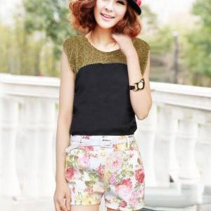 Low Waisted Flower Short Floral Print
