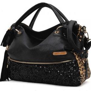 Tassels Sequined Leopard Handbag Shoulder Bag