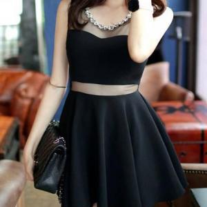 Women Black Short Dress Sleeveless