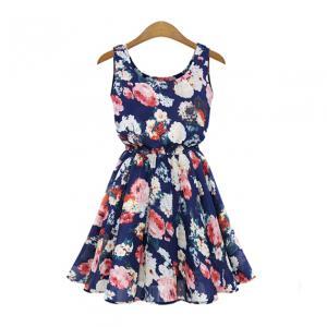 Floral Printed Pleated Dress With Tie Waist