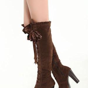 Ladies Boots Sexy Boots Cross Straps Knee High..