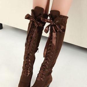 Ladies Boots Sexy Boots Cross Straps Knee High..