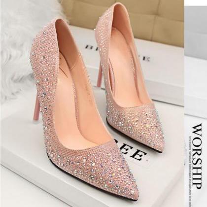 Women's Pure Color Pointed Thin Pumps..