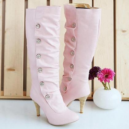 Knee High Boots Women Fashion Solid Color..