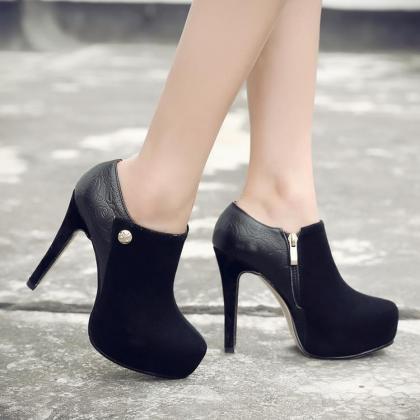 Womens Solid Sexy Platform Pointed Toe Ankle Boot