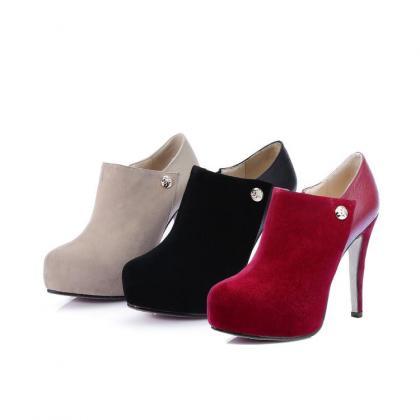 Womens Solid Sexy Platform Pointed Toe Ankle Boot