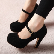 New Style Lady Women Fashion Strap High Heels Platform Pumps Steedy Shoes( only black)