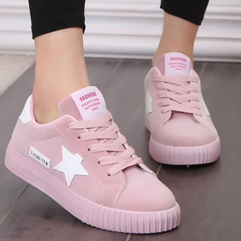 Sneakers Women Suede Casual Star Flat Lace Up