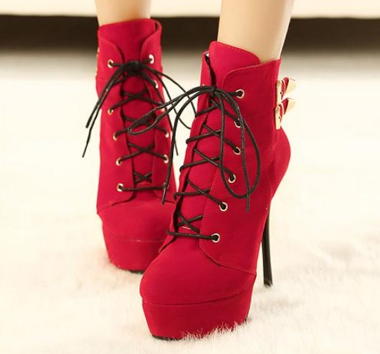 Red Platform High Heel Boots on Luulla